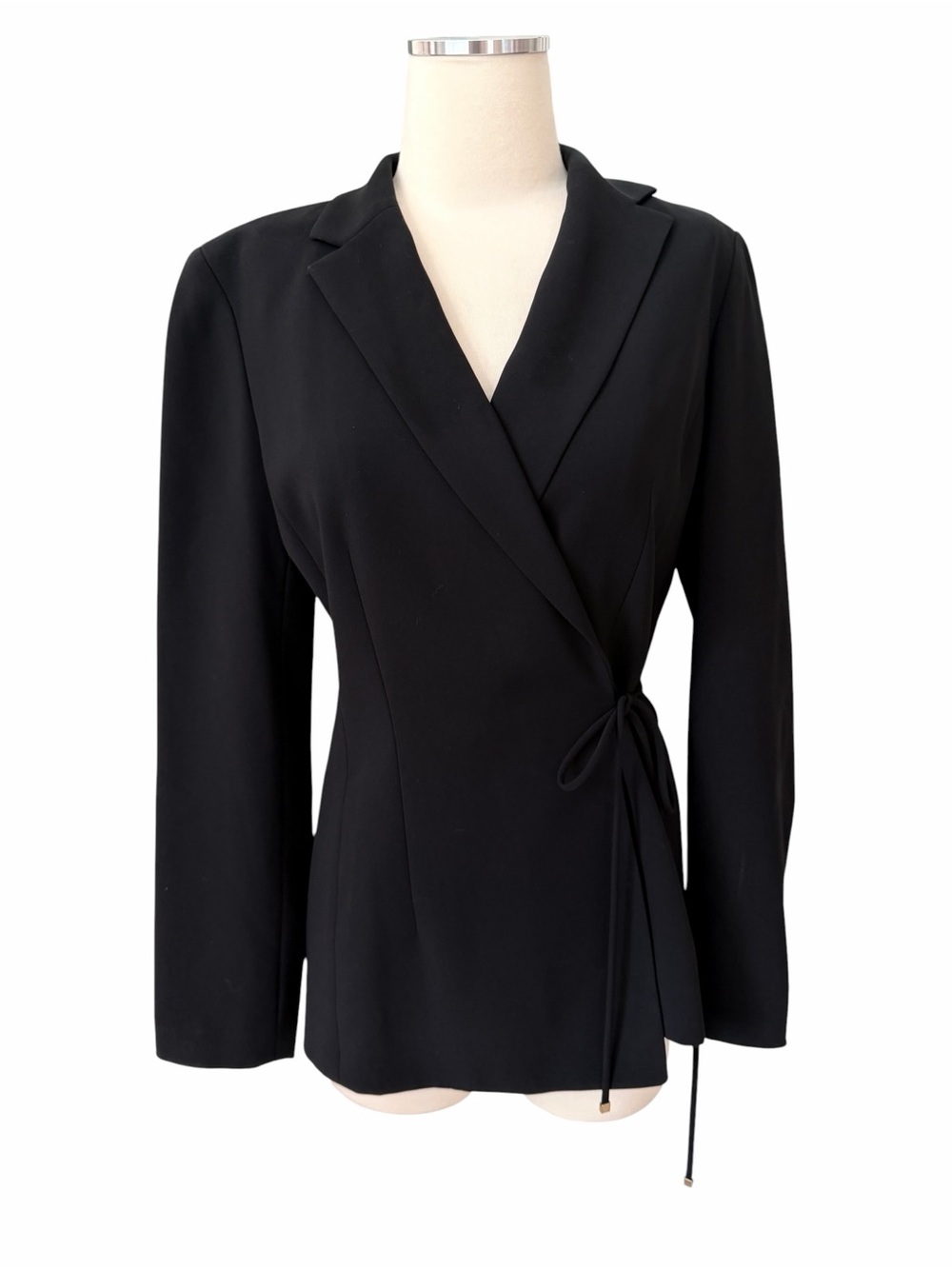 Ann Taylor Side Tie Black Wrap Blazer Jacket Sz 6